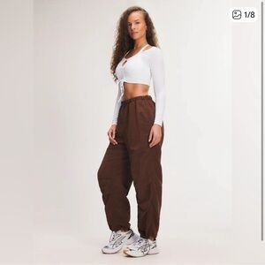 🌹Savage X Fenty • EUC CITY GIRL HIKE WIDE-LEG PANT CEDAR BROWN L A98